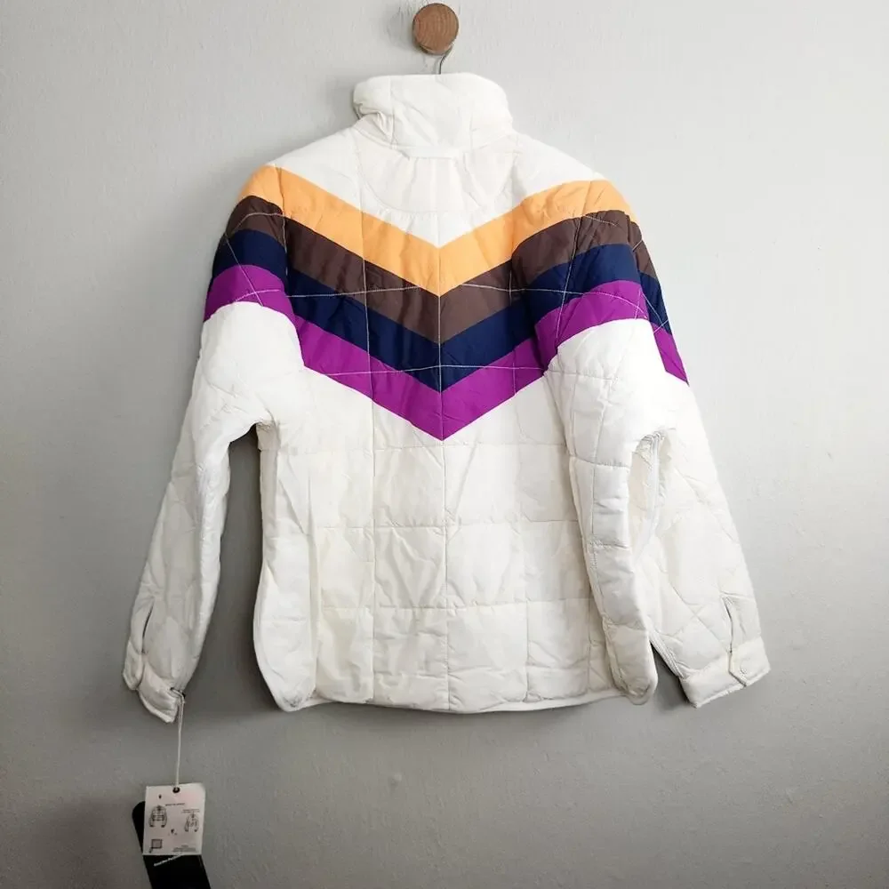 FP Movement Hatch Maternity Chevron Quilted Puffer Jacket Coat Ivory Small S NWT